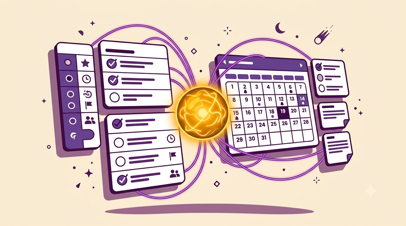 Notion tasks and calendar connected through an AI system